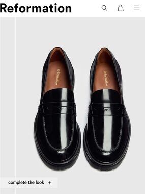 Reformation Black Patent Leather Agathea Loafers